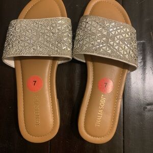 Thalia Sodi Silver Sparkle Sandals